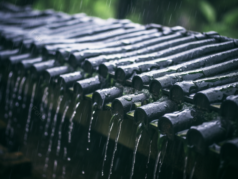 南方夏天下雨时排放雨水的屋檐传统建筑,高清,摄影图,摄影图片,图片大全,摄影图免费下载